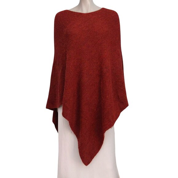Alpaca Wool Poncho Made In Peru Burnt Brown Luxury Quality NOVICA Like New - Picture 1 of 9